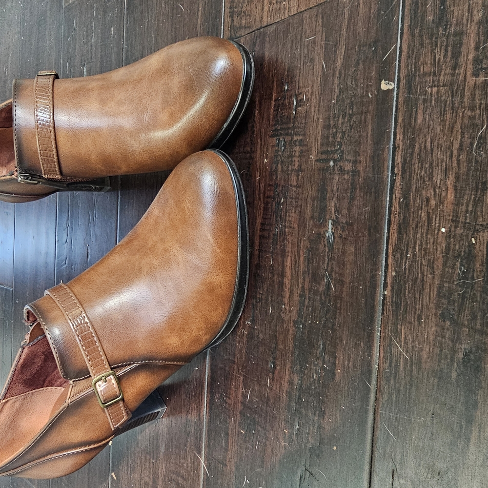Lauren Blakwell Brown Ankle Boots with Strap